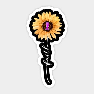 Faith Sunflower Pink Ribbon Breast Cancer Awareness Sticker